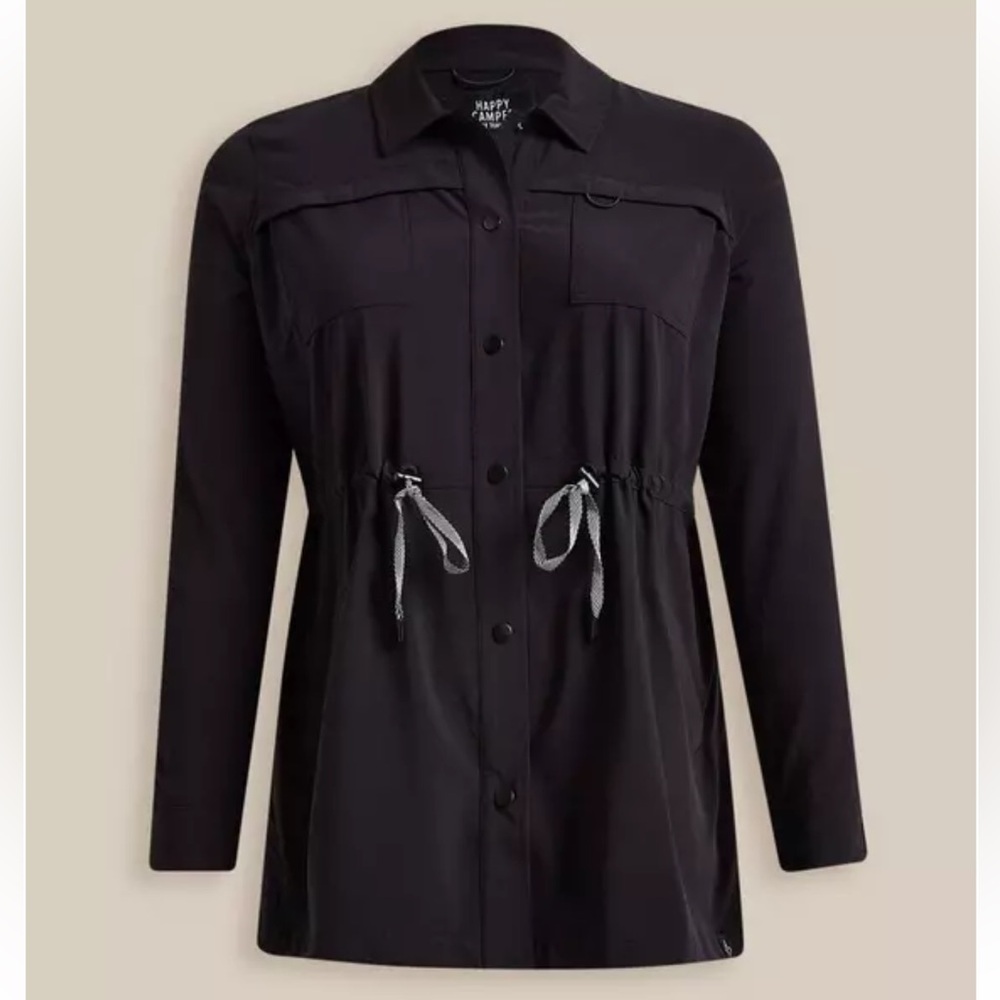 Torrid Black Happy Camper Stretch Woven Anorak Jacket